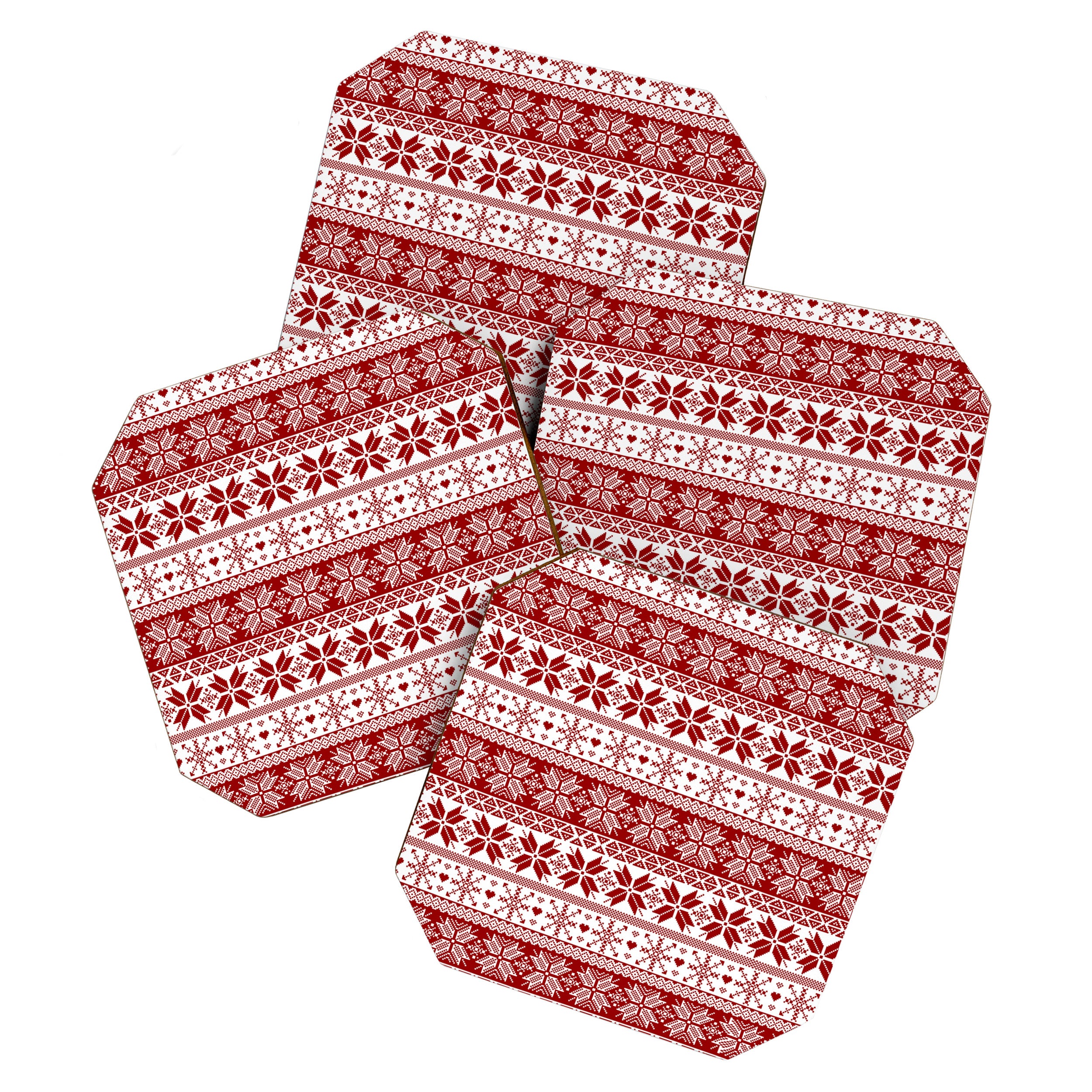 Red Winter Fair Isle Pattern Coaster Gallery Image 1