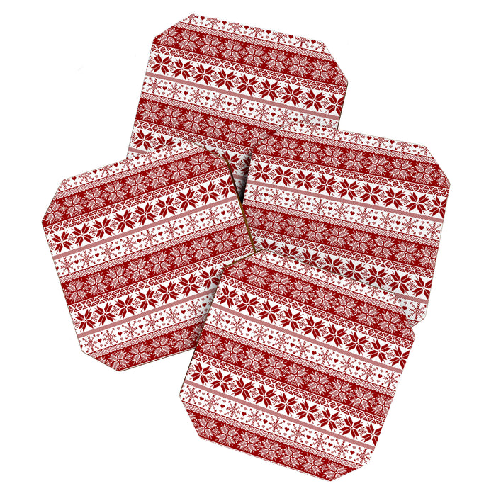 Red Winter Fair Isle Pattern Coaster Gallery Image 1