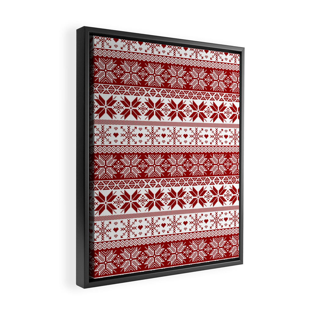 Red Winter Fair Isle Pattern Framed Canvas Print Gallery Image 2