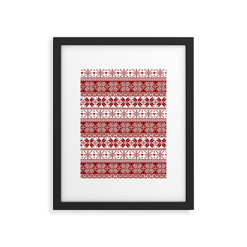 Red Winter Fair Isle Pattern Framed Art Print Gallery Image 6