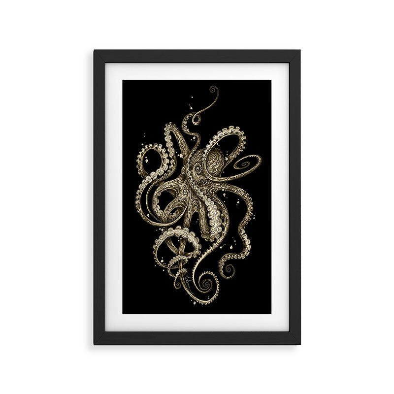 Octopsychedelia Sepia Framed Art Print Gallery Image 2
