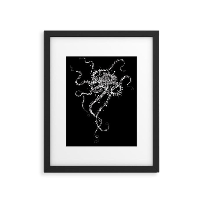 Octopus (black) Framed Art Print Gallery Image 1