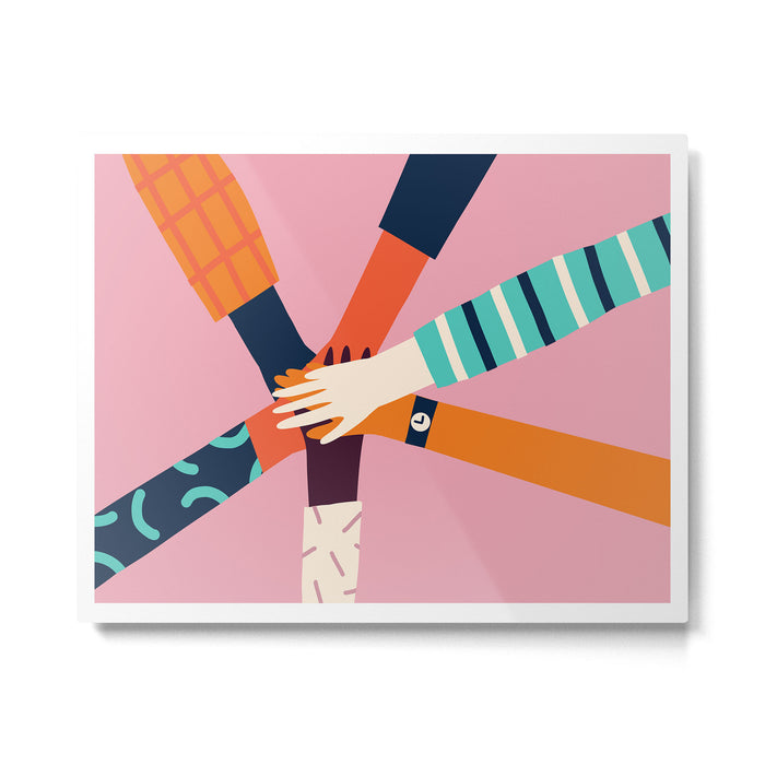 Holding hands circle Metal Print Gallery Image 1