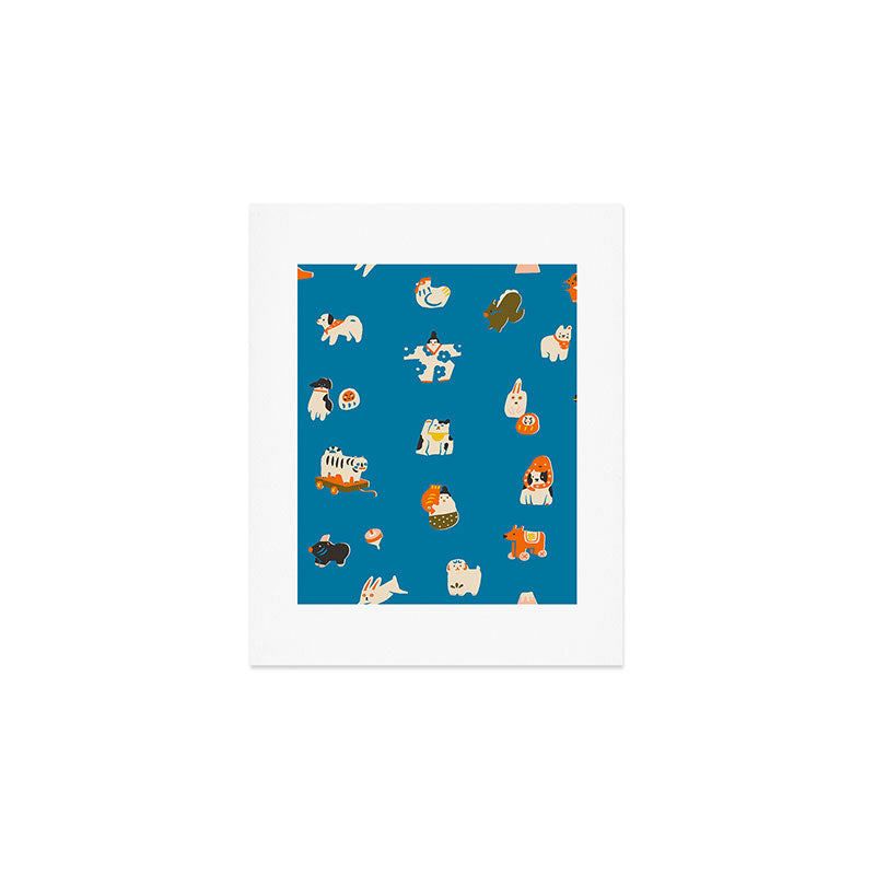 Japanese toys in blue Art Print Gallery Image 1