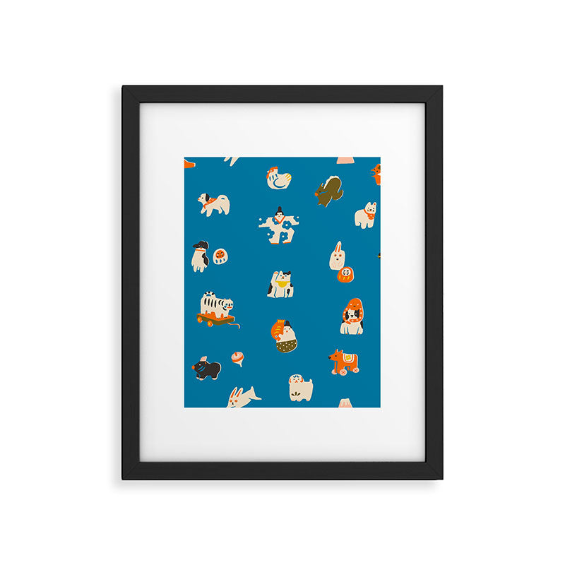 Japanese toys in blue Framed Art Print Gallery Image 6