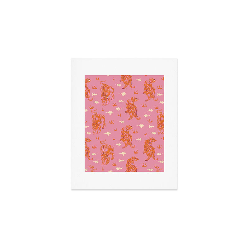 Oriental pink tigers Art Print Gallery Image 1