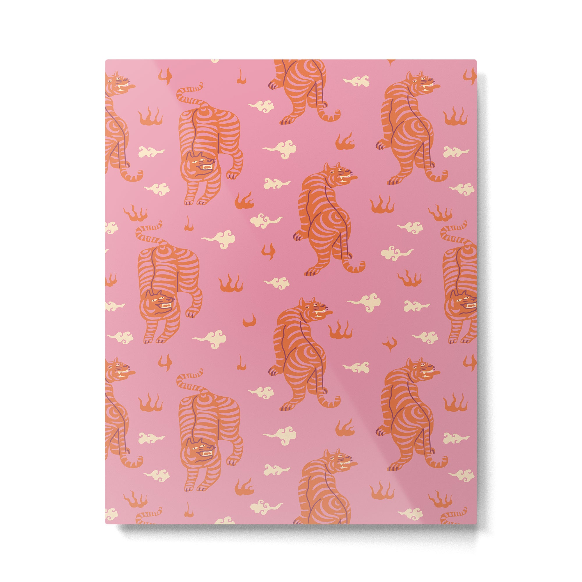 Oriental pink tigers Metal Print Gallery Image 6