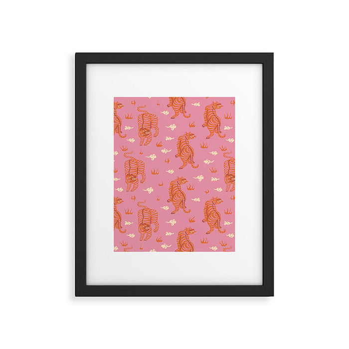 Oriental pink tigers Framed Art Print Gallery Image 1
