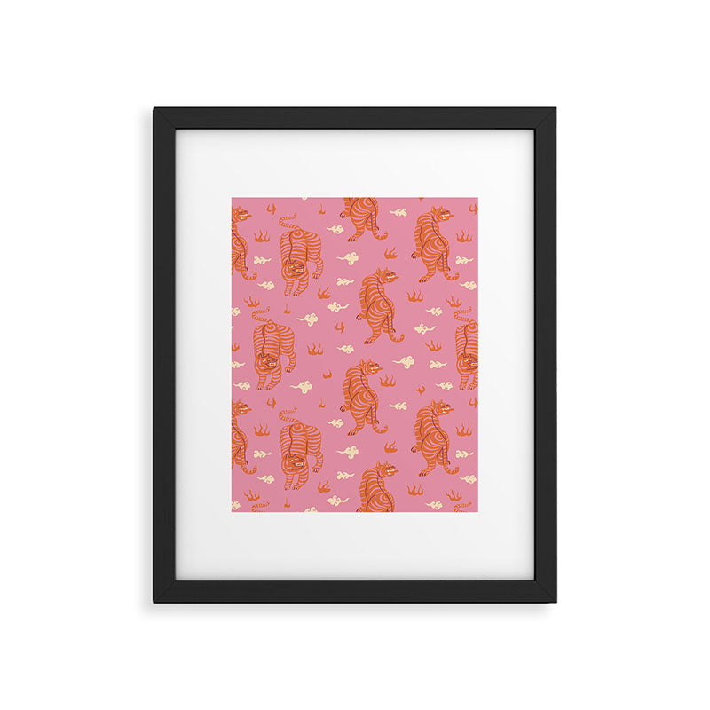 Oriental pink tigers Framed Art Print Gallery Image 6