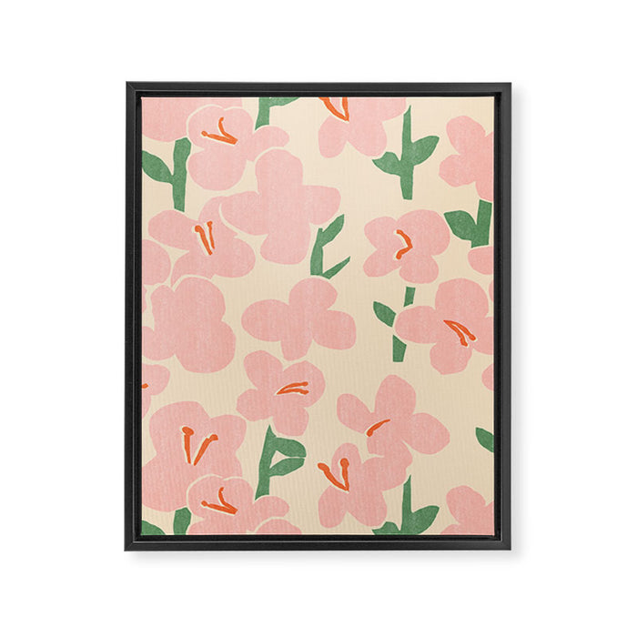 Pink Flowers Framed Canvas Print Gallery Image 1