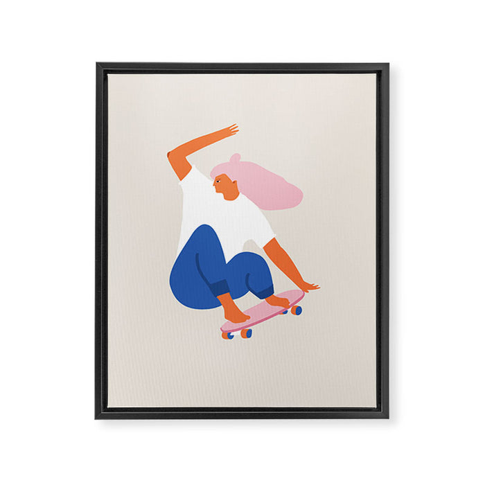 Skateboard girl Framed Canvas Print Gallery Image 1