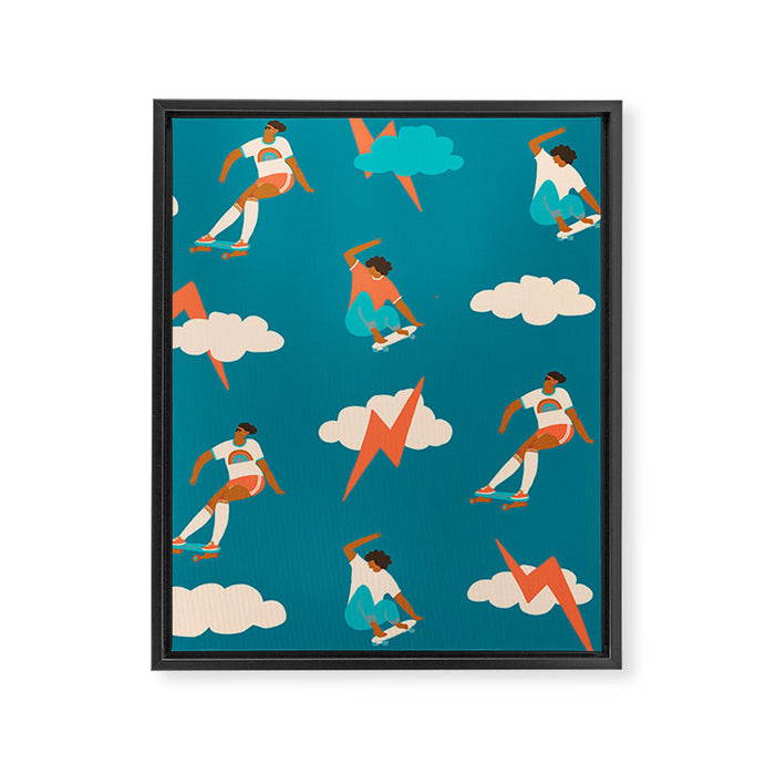 Skateboard girls Framed Canvas Print Gallery Image 1