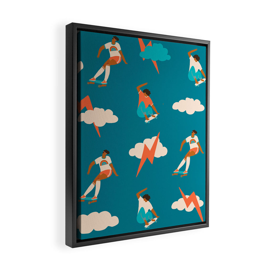 Skateboard girls Framed Canvas Print Gallery Image 2