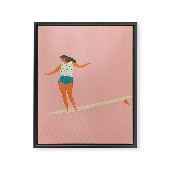 Surf girl print Framed Canvas Print Gallery Image 1