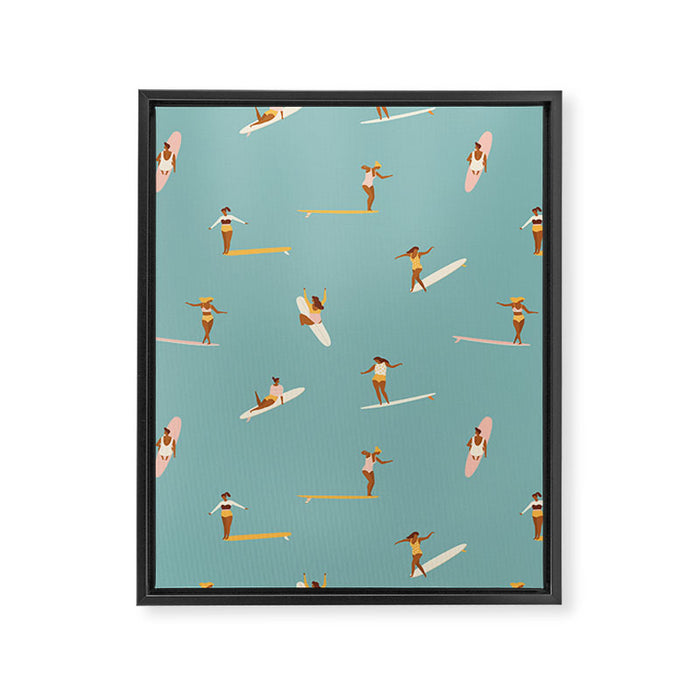 Surf girls Framed Canvas Print Gallery Image 1