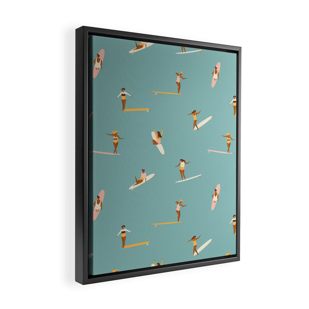 Surf girls Framed Canvas Print Gallery Image 2