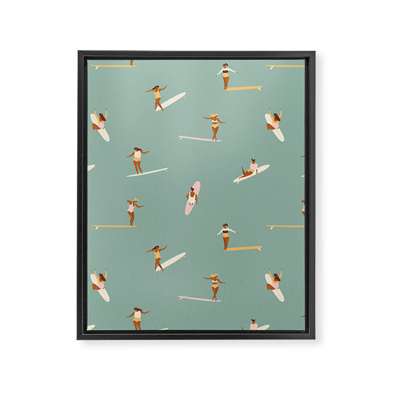 Surf sistas Framed Canvas Print Gallery Image 8
