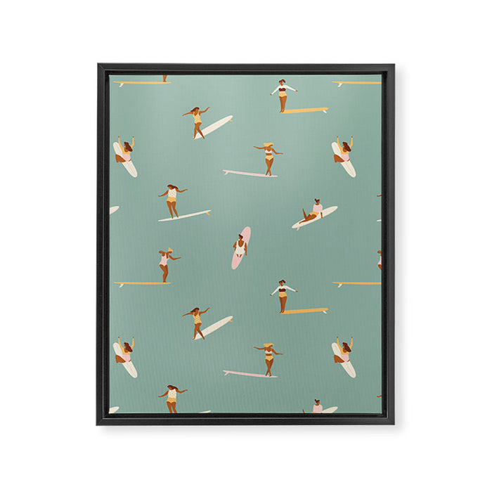 Surf sistas Framed Canvas Print Gallery Image 1