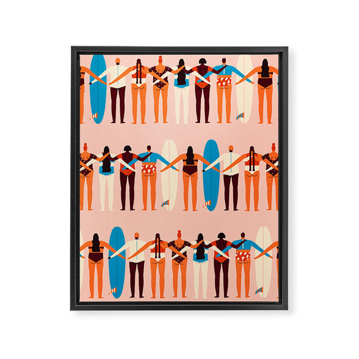 Surf sisters Framed Canvas Print Gallery Image 1