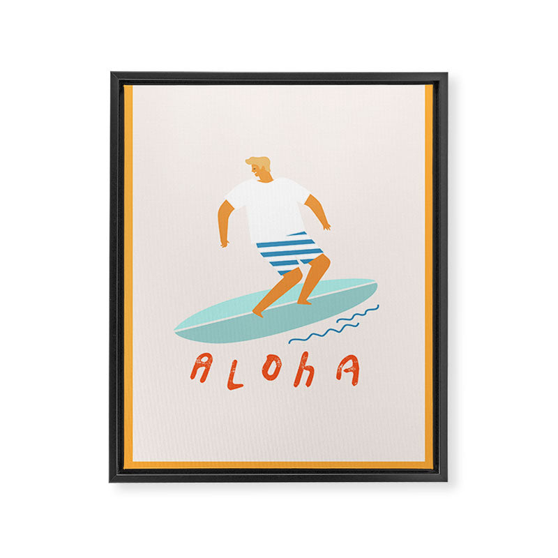 Surfer aloha poster Framed Canvas Print Gallery Image 6