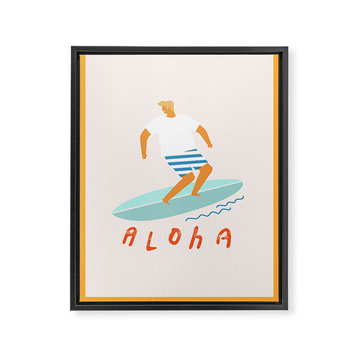 Surfer aloha poster Framed Canvas Print Gallery Image 1