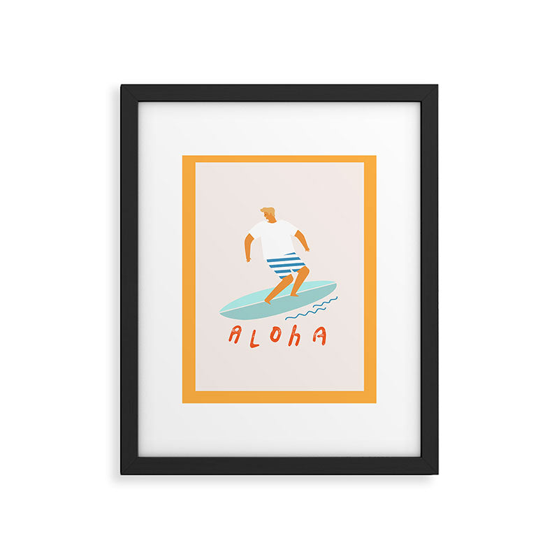 Surfer aloha poster Framed Art Print Gallery Image 5
