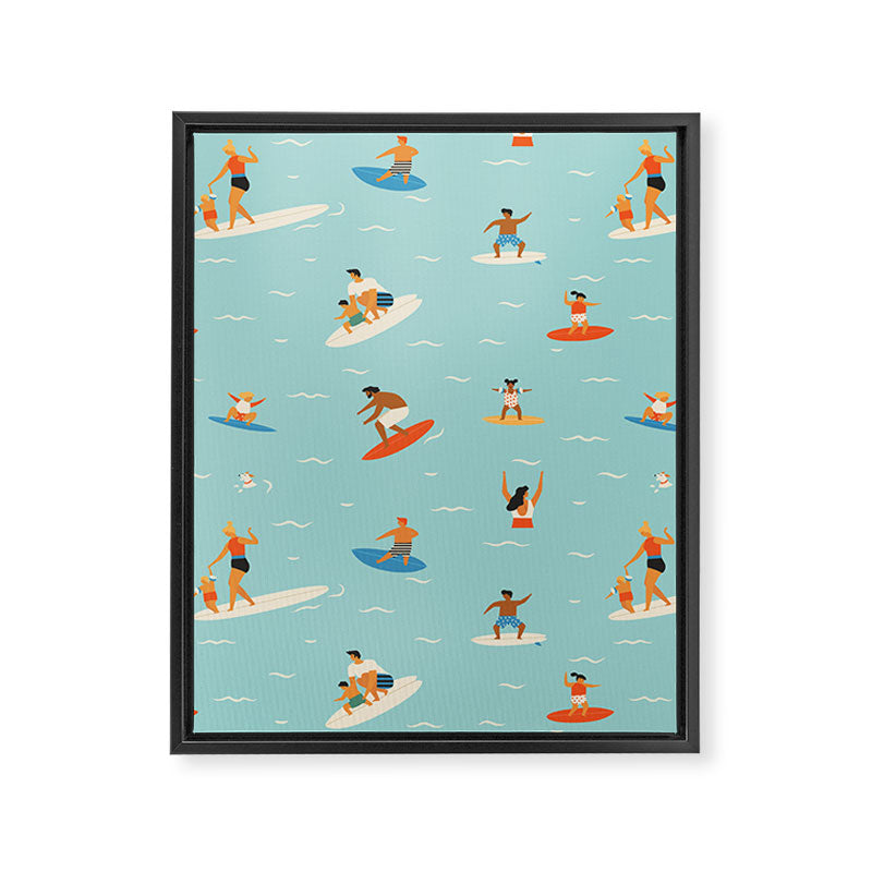 Surfing kids Framed Canvas Print Gallery Image 8