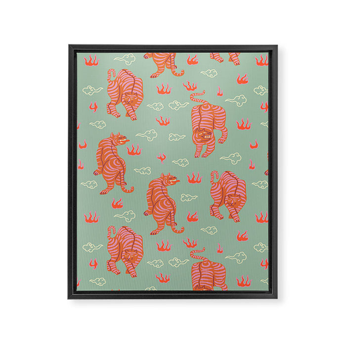 Tibetan tigers Framed Canvas Print Gallery Image 1