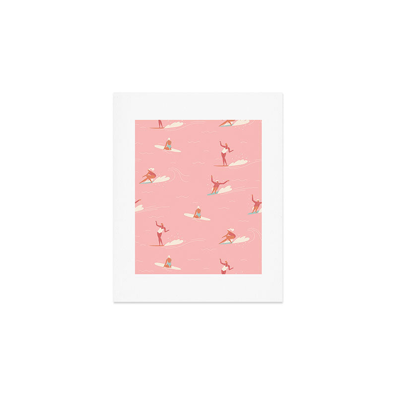 Waikiki beach in pink Art Print Gallery Image 1
