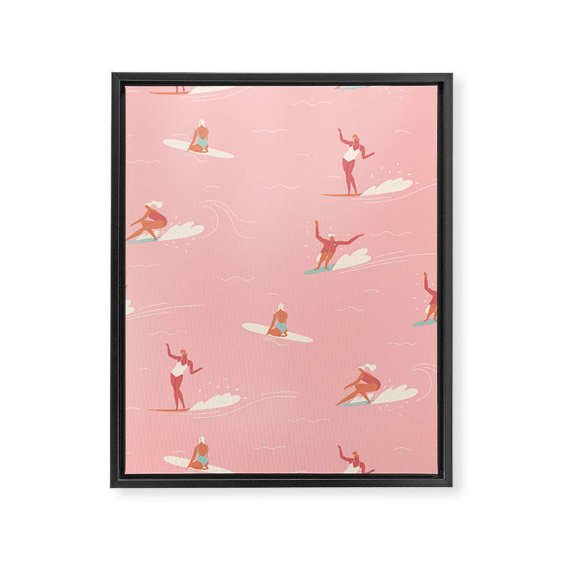 Waikiki beach in pink Framed Canvas Print Gallery Image 8