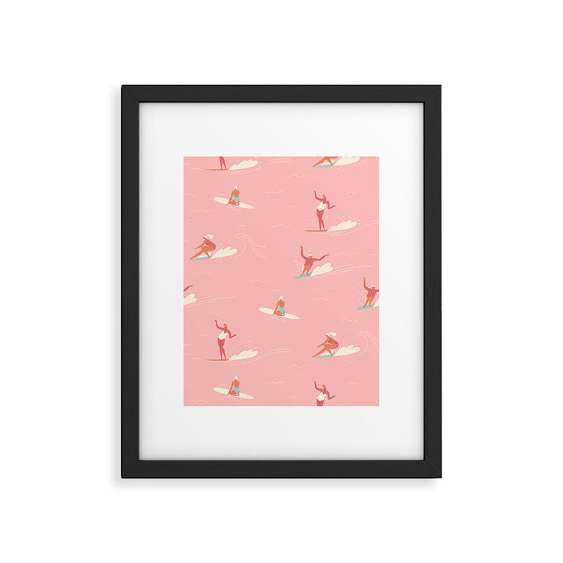 Waikiki beach in pink Framed Art Print Gallery Image 6