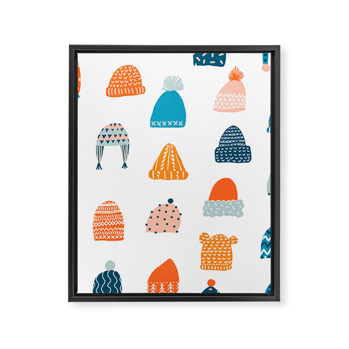 Winter hats Framed Canvas Print Gallery Image 1