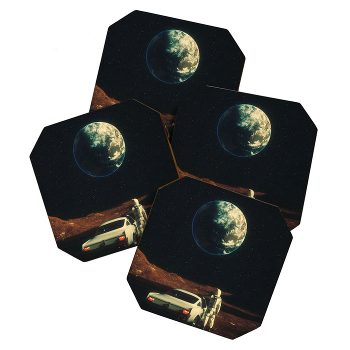 Far From Home - Retro-Futuristic Marsian Astronaut Collage Artwork  Coaster Gallery Image 1