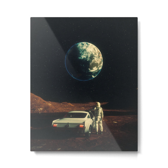 Far From Home - Retro-Futuristic Marsian Astronaut Collage Artwork  Metal Print Gallery Image 1