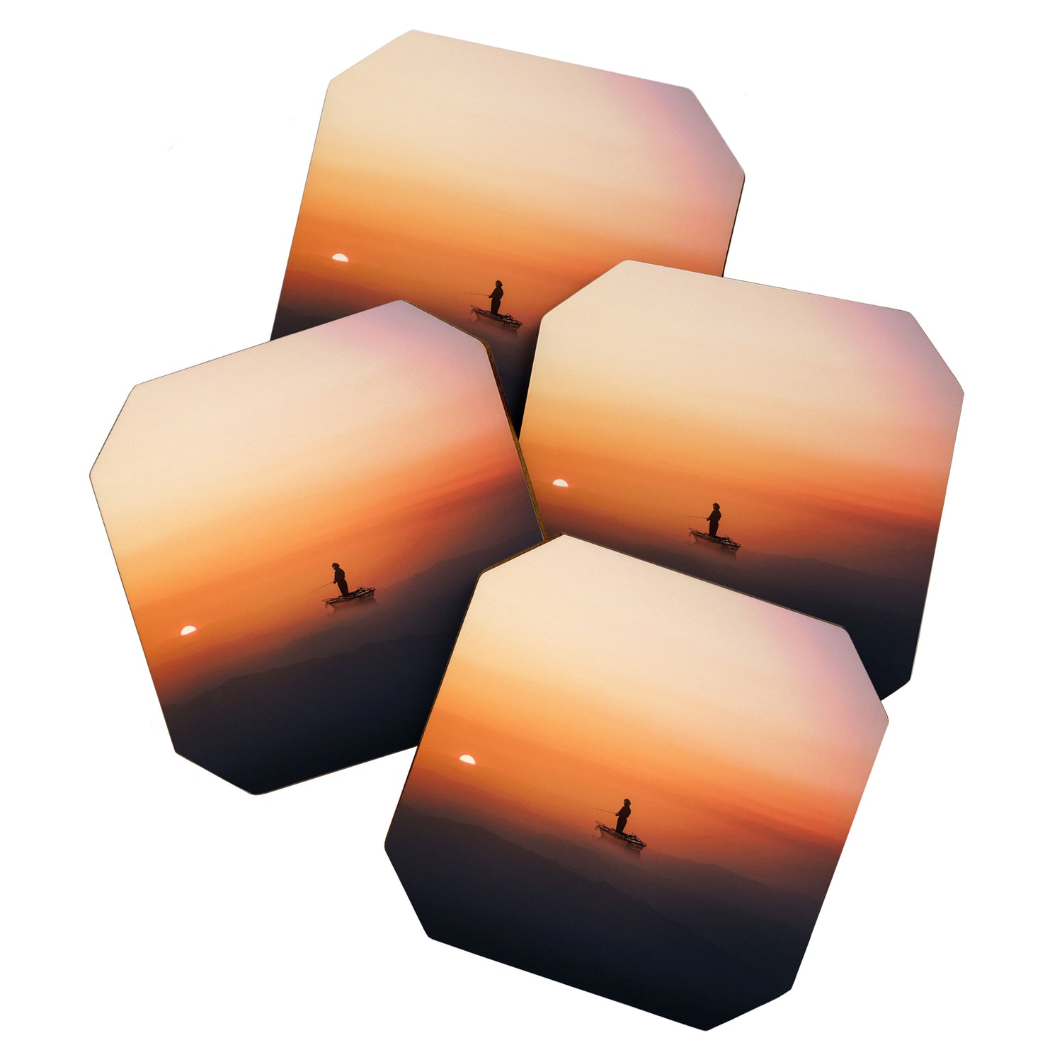 Fishing In The Clouds (Surreal Collage) Coaster Gallery Image 1