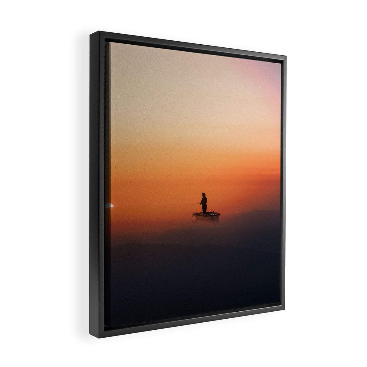 Fishing In The Clouds (Surreal Collage) Framed Canvas Print Gallery Image 2