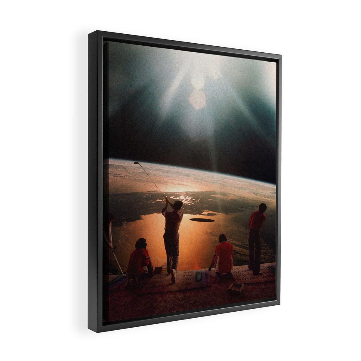 Golfers In Space Framed Canvas Print Gallery Image 2