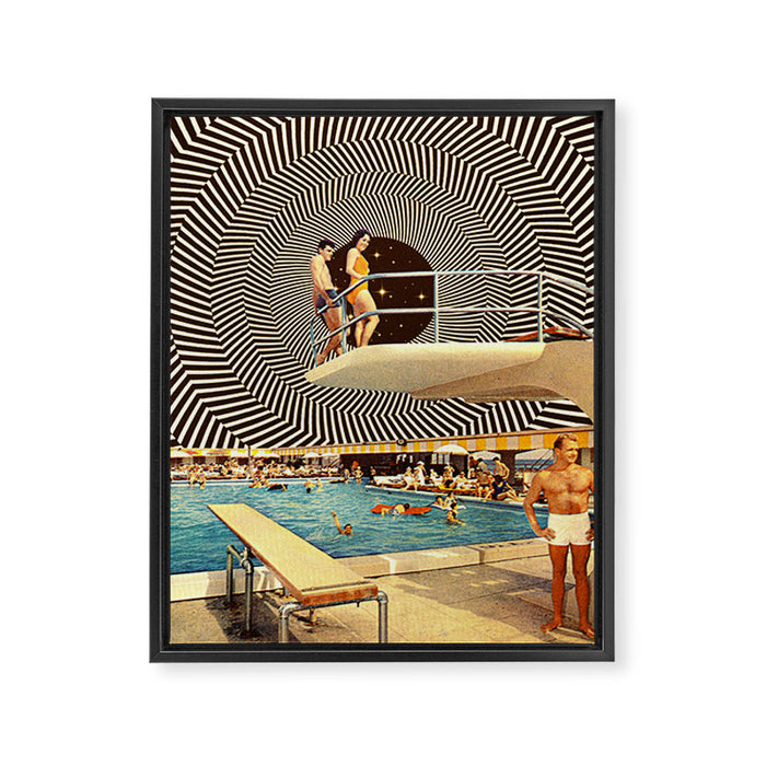 Illusionary Pool Party Framed Canvas Print Gallery Image 1