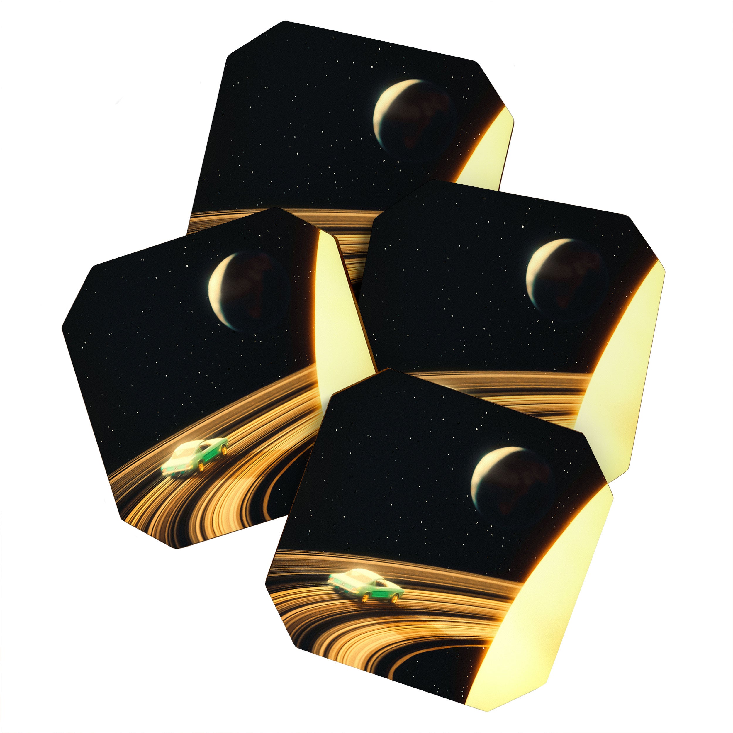 Saturn Highway - A Vintage, Retro-Futuristic Science Fiction Artwork Coaster Gallery Image 1