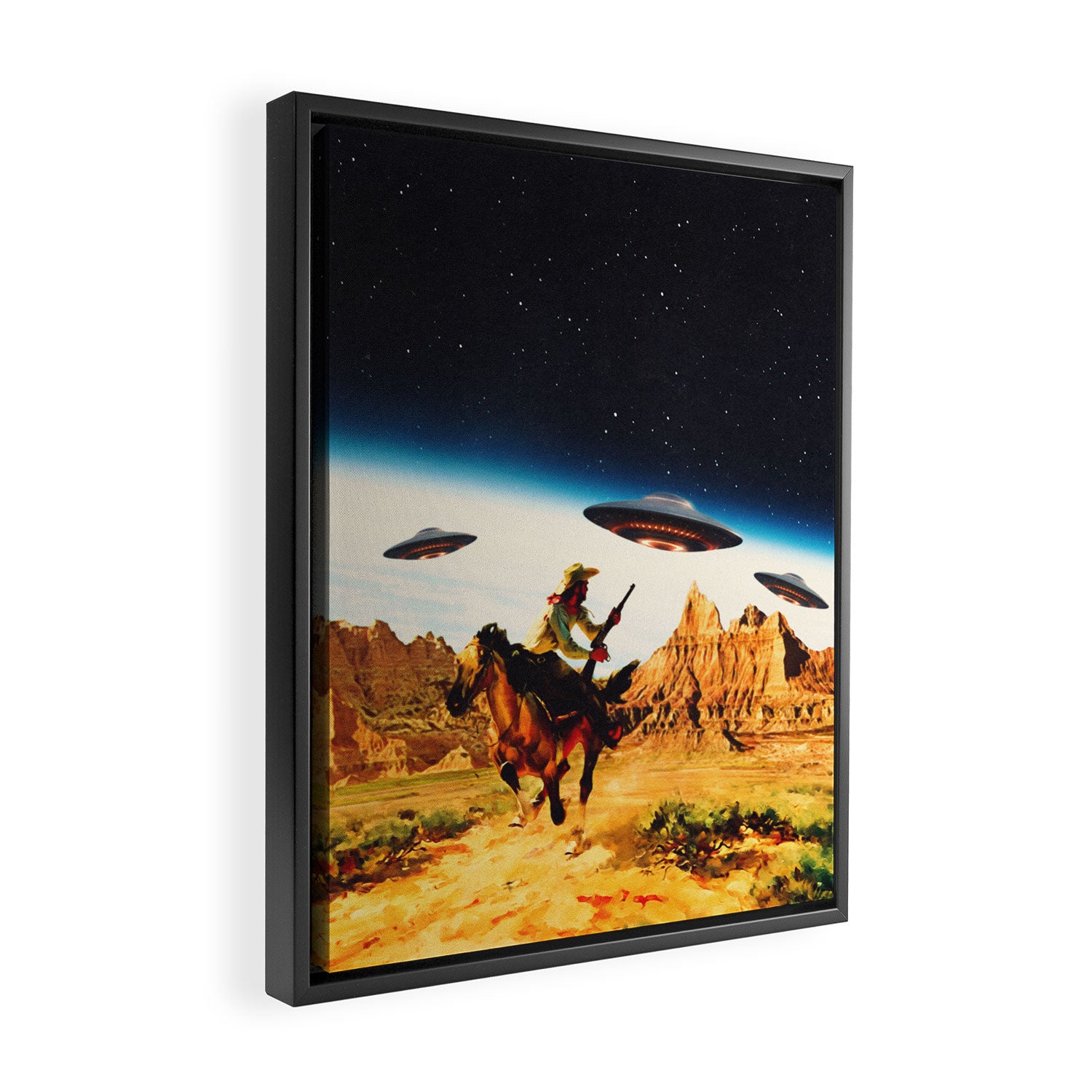 UFO Space Chase Framed Canvas Print Gallery Image 2