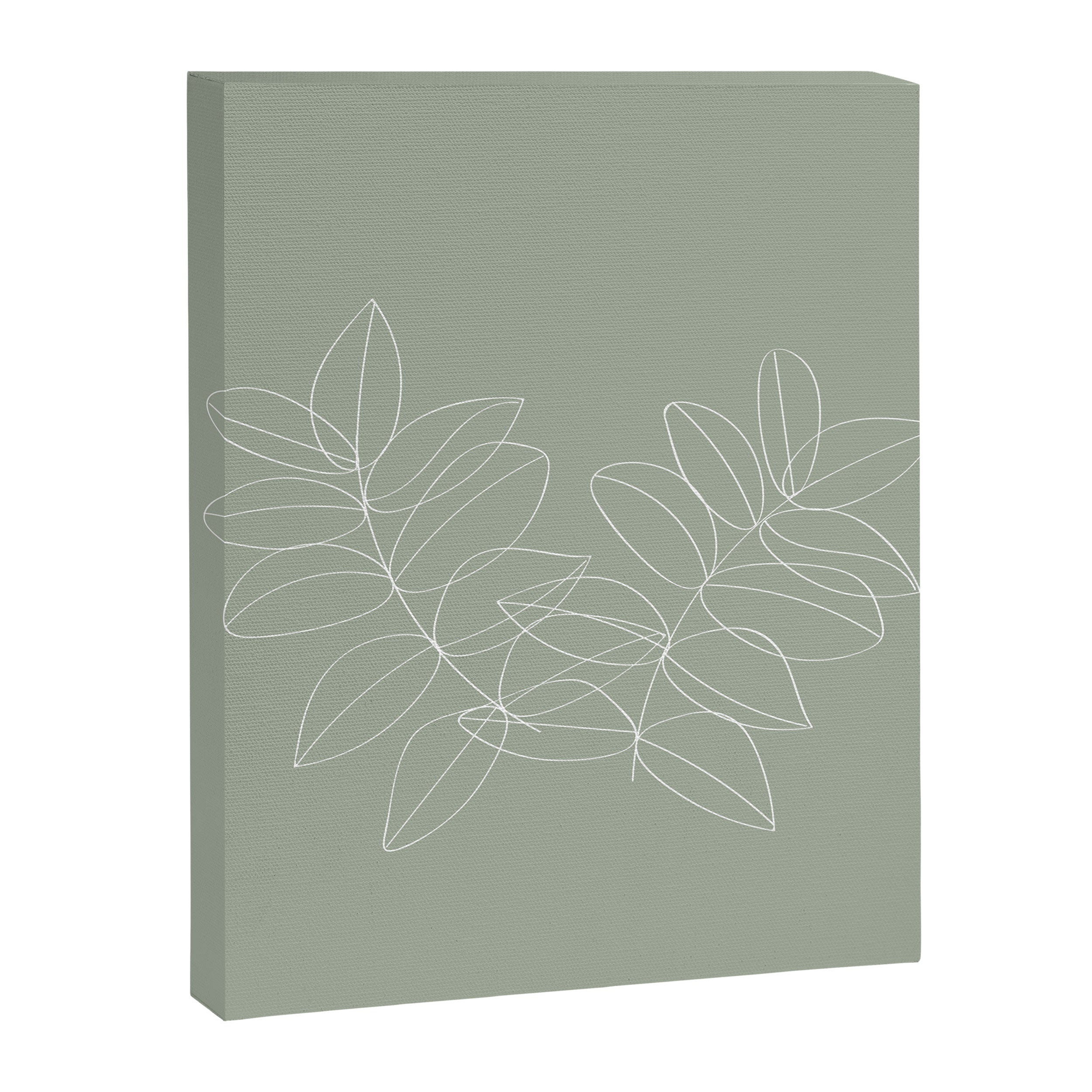 Boho Sage Green, Decor, Line Art, Botanical Leaves Canvas Print Gallery Image 6