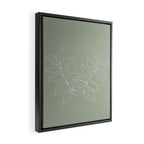 Boho Sage Green, Decor, Line Art, Botanical Leaves Framed Canvas Print Gallery Image 2