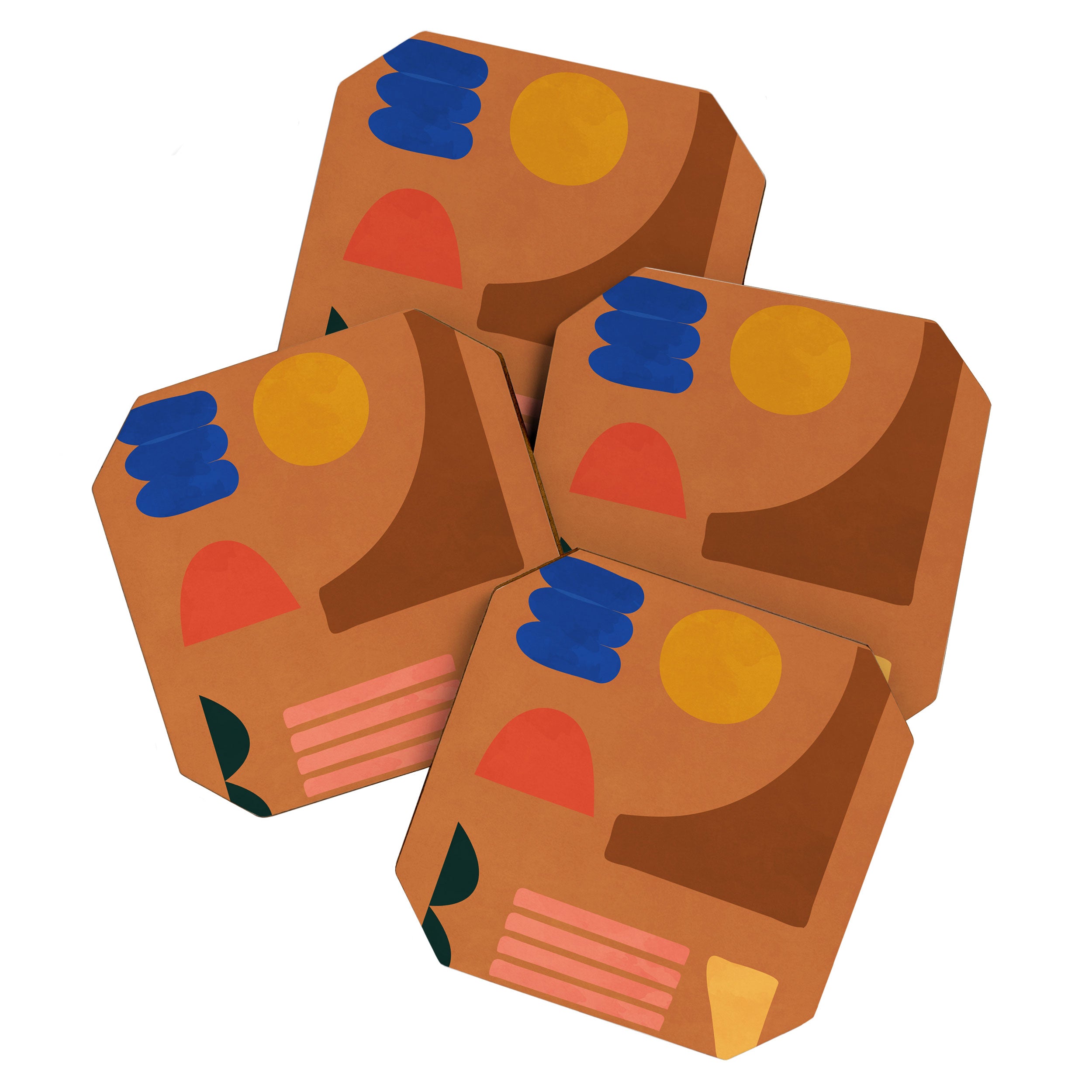 Colorful Modern Abstract Shapes 2 Coaster Gallery Image 1