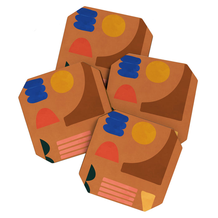 Colorful Modern Abstract Shapes 2 Coaster Gallery Image 1