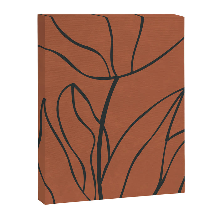 Flower Line Art, Black Brown Canvas Print Gallery Image 1