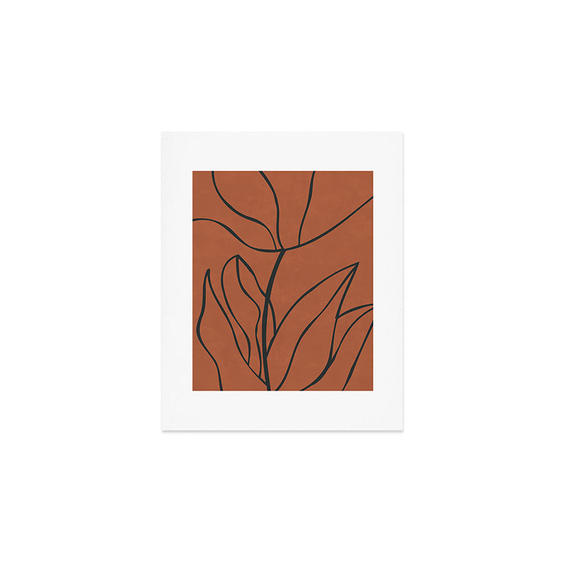 Flower Line Art, Black Brown Art Print Gallery Image 1