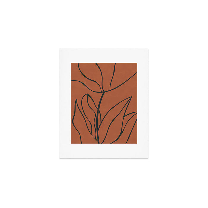 Flower Line Art, Black Brown Art Print Gallery Image 1