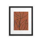 Flower Line Art, Black Brown Framed Art Print Gallery Image 5