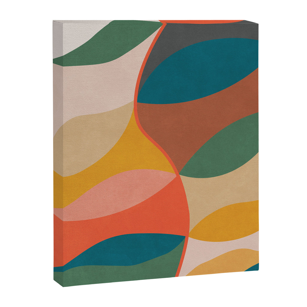 Mid Century Modern Leaves, Colorful Tones Canvas Print Gallery Image 3