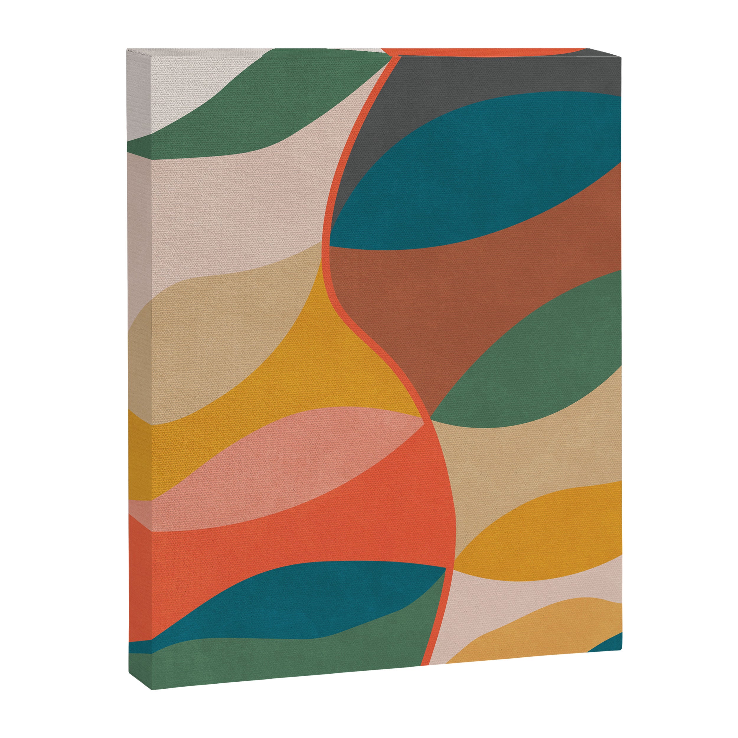 Mid Century Modern Leaves, Colorful Tones Canvas Print Gallery Image 3